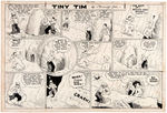 "TINY TIM" 1939 SUNDAY PAGE ORIGINAL ART LOT WITH MATCHING PRINTED PAGES.