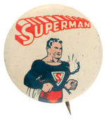 "SUPERMAN" EARLY ACTION COMICS BUTTON FROM 1942 AND FROM THE HAKE COLLECTION.
