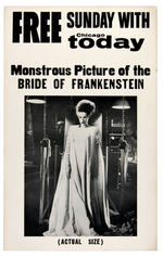 BRIDE OF FRANKENSTEIN "CHICAGO TODAY" NEWSPAPER WINDOW CARD.