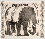"GRAND OLD PARTY" 1890 LARGE CLOTH GAME WITH REMNANT OF "FEED THE ELEPHANT" ENVELOPE.