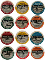 HAKE COLLECTION COMPLETE SET OF TWELVE BOND BREAD AVIATORS AND AIRPLANES BUTTONS.