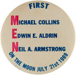 "FIRST MEN ON THE MOON" LARGE BUTTON PAIR.