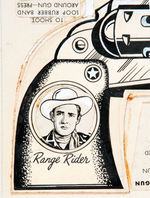 "GENE AUTRY/RANGE RIDER" ORIGINAL ART PREMIUM PROTOTYPE RUBBER BAND GUN.
