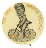 McKINLEY RIDING "GOLD" & "SILVER" BICYCLE "TO THE WHITE HOUSE" UNLISTED VARIETY.