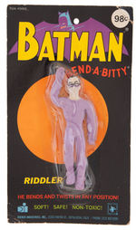 "BATMAN BEND-A-BITTY RIDDLER" PURPLE VARIANT BENDEE TOY ON CARD.