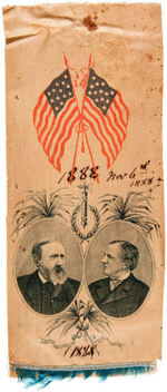 HARRISON 1888 JUGATE RIBBON INK DATED FOR ELECTION DAY.
