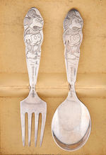 "MICKEY MOUSE" BOXED SILVERPLATE CHILD'S CUTLERY SET.