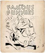“FAMOUS FUNNIES” #142 ORIGINAL 1946 COMIC BOOK COVER ART BY STEPHEN DOUGLAS SIGNED TO AL WILLIAMSON.