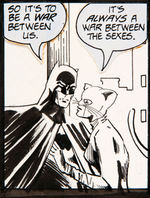 "CATWOMAN" COMIC BOOK PAGE ORIGINAL ART WITH BATMAN.