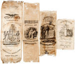 "TEMPERANCE" FOUR EARLY RIBBONS ONE DATED 1841 AND OTHERS FROM 1840s.