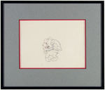 "SNOW WHITE AND THE SEVEN DWARFS" FRAMED SNEEZY PRODUCTION DRAWING.