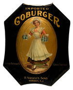 "IMPORTED COBURGER" EARLY TIN BEER SIGN.