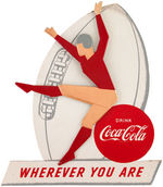 "DRINK COCA-COLA" SPORTS-THEMED ADVERTISING SIGN SET.