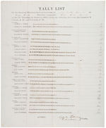 PENNSYLVANIA 1863 “TALLY SHEET” PRECISLY EXECUTED IN INK WHICH SAW ANDREW CURTAIN RE-ELECTED.