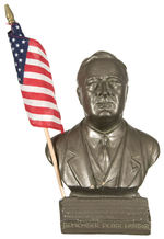 WWII FDR “REMEMBER PEARL HARBOR” PLASTER BUST WITH AMERICAN FLAG.