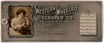 "WESTERN WHEELED SCRAPER CO." LARGE CELLO BLOTTER WITH WOMAN ON CANDLESTICK TELEPHONE.