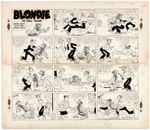 “BLONDIE” 1956 SUNDAY PAGE ORIGINAL ART WITH BLONDIE, DAGWOOD, FREELOADING BUM.