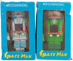SPARKING WIND-UP "MECHANICAL SPACE MAN" ASTRONAUT/ROBOT BOXED PAIR.