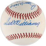 TED WILLIAMS AND FRANK HOWARD SIGNED BASEBALL.