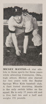 MICKEY MANTLE 1949 "INDEPENDENCE YANKEES SOUVENIR BOOK."