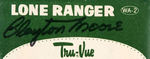 "LONE RANGER TRU-VUE" LOT WITH CLAYTON MOORE SIGNED ENVELOPE .