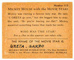 “MICKEY MOUSE WITH THE MOVIE STARS” GUM CARD #113.