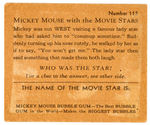 “MICKEY MOUSE WITH THE MOVIE STARS” GUM CARD #115.