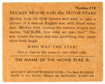 “MICKEY MOUSE WITH THE MOVIE STARS” GUM CARD #118.
