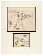 JOE SHUSTER SUPERMAN CHRISTMAS CARD ORIGINAL  ART.