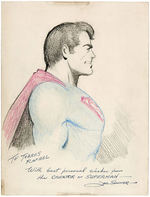 SUPERMAN COLOR PORTRAIT ORIGINAL ART BY CREATOR JOE SHUSTER.