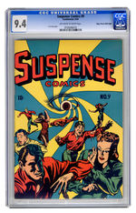 SUSPENSE COMICS  #9 AUGUST 1945 CGC 9.4 OFF-WHITE TO WHITE PAGES MILE HIGH COPY.
