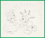 MICKEY'S MELLERDRAMMER PRODUCTION DRAWING PAIR FEATURING MICKEY MOUSE & MINNIE MOUSE.
