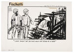 JOHN FISCHETTI 1960s EDITORIAL CARTOON ORIGINAL ART TRIO.