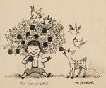 MAURICE SENDAK ORIGINAL PEN AND INK SPECIALTY ART FOR AUTHOR JAN WAHL.