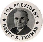 TRUMAN THREE 1948 CAMPAIGN BUTTONS.