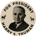 TRUMAN THREE 1948 CAMPAIGN BUTTONS.