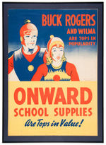 "BUCK ROGERS - ONWARD SCHOOL SUPPLIES" FRAMED STORE SIGN.