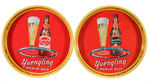 "YUENGLING PREMIUM BEER" TRAY PAIR WITH COLOR VARIETY BOTTLE LABEL DESIGNS.