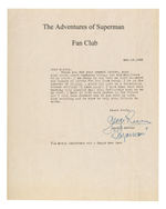 GEORGE REEVES SIGNED "THE ADVENTURES OF SUPERMAN FAN CLUB" LETTER.