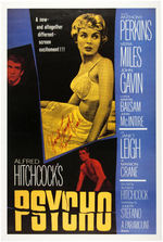"PSYCHO" MOVIE POSTER PRINT SIGNED BY JANET LEIGH.