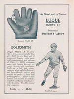 ADOLFO LUQUE SIGNATURE MODEL BASEBALL GLOVE AND RELATED BOOKLET.