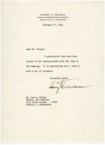 "HARRY TRUMAN" FEBRUARY 27, 1954 TYPED LETTER SIGNED.
