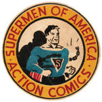 SUPERMAN "SUPERMEN OF AMERICA - ACTION COMICS" RARE LARGE PREMIUM EMBLEM/PATCH.
