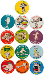 FINK BUTTONS 13 OF 24 WITH BASIL WOLVERTON DESIGNS ISSUED BY LEAF, 1965.