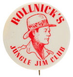 "ROLLNICK'S JUNGLE JIM CLUB" RARE 1955-56 TV SERIES BUTTON.
