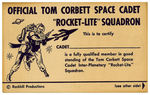 "TOM CORBETT SPACE CADET PIN-ON ROCKET-LITE" DISPLAY.