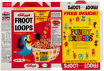 KELLOGG'S "FROOT LOOPS" CEREAL BOX FLAT WITH FUNNY FRINGES PREMIUM OFFER.