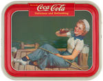 "DRINK COCA-COLA"” 1940 SERVING TRAY WITH SAILOR PIN-UP GIRL.