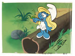 "SMURFETTE LUCILLE BLISS" ANIMATED CEL W/HAND-PAINTED BKG.