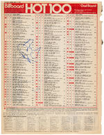 ANDY GIBB SIGNED "BILLBOARD HOT 100" CHART PAGE.